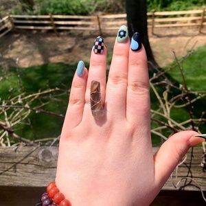 Angel phantom quartz crystal wire wrapped ring